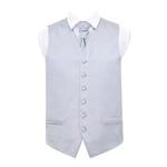 DQT Men Plain Satin Wedding Waistcoat and Cravat Silver 36″