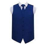 DQT Men Solid Check Plain Wedding Waistcoat and Neck Tie Royal Blue 36″