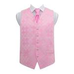 DQT New Diamond Light Pink Wedding Waistcoat & Cravat Set - 46″