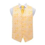 DQT New Diamond Sunflower Gold Wedding Waistcoat & Cravat Set - 38″