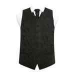 DQT New Passion Men's Black Waistcoat & Cravat Set - Size: 46″