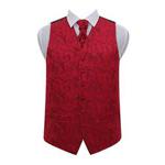 DQT New Passion Men's Burgundy Waistcoat & Cravat Set - Size: 36″