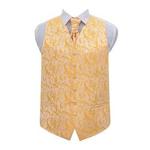 DQT New Passion Men's Gold Waistcoat & Cravat Set - Size: 48