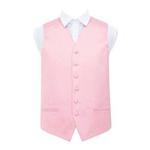 DQT Plain Satin Classic Glossy Wedding Waistcoat Vest Suit for Men in Baby Pink 38″