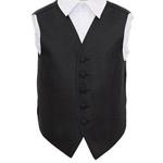 DQT Premium Woven Jacquard Greek Key Black Boy's Wedding Waistcoat Vest - 11-12 Years: 32″