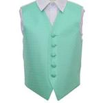 DQT Premium Woven Jacquard Greek Key Mint Green Boy's Wedding Waistcoat Vest - 13-14 Years: 34″