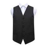 DQT Premium Woven Microfibre Greek Key Patterned Black Men's Wedding Tuxedo Waistcoat Vest Suit - 38″