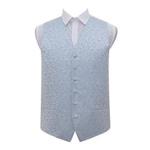 DQT Swirl Patterned Men's Formal Wedding Tuxedo Waistcoat Baby Blue 44″