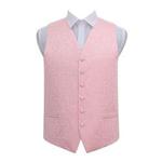 DQT Swirl Patterned Men's Formal Wedding Tuxedo Waistcoat Baby Pink 44″