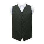 DQT Swirl Patterned Men's Formal Wedding Tuxedo Waistcoat Black and Green 38″