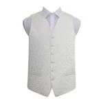 DQT Swirl Patterned Men's Formal Wedding Tuxedo Waistcoat Ivory 38″