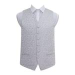 DQT Swirl Patterned Men's Formal Wedding Tuxedo Waistcoat Silver 38″