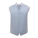 DQT Swirl Patterned Men's Wedding Waistcoat Cravat + Free Cravat Pin - Baby Blue 36″