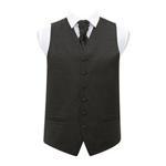 DQT Swirl Patterned Men's Wedding Waistcoat Cravat + Free Cravat Pin - Black 36″