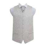 DQT Swirl Patterned Men's Wedding Waistcoat Cravat + Free Cravat Pin - Silver 46″