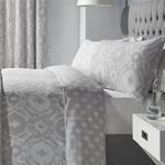 Dreams & Drapes - Alford - Easy Care Duvet Cover Set - Single, Silver