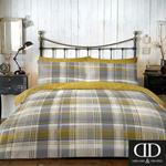 Dreams & Drapes Connolly Check-100% Brushed Cotton, Ochre Yellow, Duvet Cover Set: Double