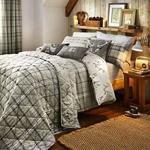 Dreams & Drapes - Ludlow - 100% Brushed Cotton Traditional Tartan Check Face and Stag Reverse Duvet Cover Set - Single, Natural