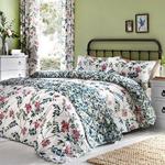 Dreams & Drapes - Marldon - Easy Care Duvet Cover Set - Double, Multicolour (White, Pink and Teal)