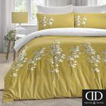 Dreams & Drapes Oriental Flower-Easy Care Duvet Cover Set, Ochre Yellow, Double