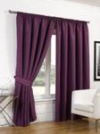 Dreamscene Faux Silk Blackout Curtains Including Tiebacks, Polyester, Aubergine, 46 x 54-Inch