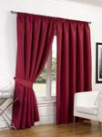 Dreamscene Faux Silk Blackout Curtains Including Tiebacks, Polyester, Red, 90 x 90-Inch