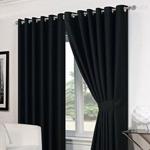 Dreamscene Luxurious Eyelet Basket Weave Qualities Curtains, Polyester, Black, 66x54