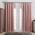 Dreamscene Pencil Pleat Blackout Curtains Set of 2 Thermal Tape Top Heading Panels Ready Made, Blush Pink - Width 66″ x Drop 90″