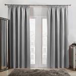 Dreamscene Pencil Pleat Blackout Curtains Set of 2 Thermal Tape Top Heading Panels Ready Made, Silver Grey - Width 66″ x Drop 72″