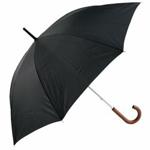 DUA Gents Walking Length Black Long Umbrella with Wood Handle