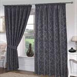 Emma Barclay Seattle Paisley Floral Print Pencil Pleat Lined Curtains, Black, 46 x 54 Inch