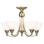 Endon 1805-5AN Alton 5 Light Ceiling Pendant Light Antique Brass Opal Glass