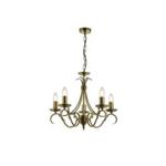 Endon Bernice 5 Light Candelabra Ceiling Fitting Antique Brass Antique Brass