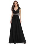 Ever-Pretty Womens Cap Sleeve Floor Length Grecian Style Prom Dress 8UK Black