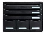 Exacompta Store-Box EcoBlack Plus, 6 Drawers - Black