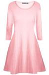 Fashion Star Womens Plain Jersey Flared Party Swing Dresses Pink Plus Size (UK 20/22)