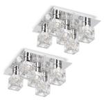 Flush Ceiling Light Pair Of Chrome Glass Ice Cube 5 Way Fittings