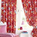 Flutterby Red Children's Lined Curtains - 66x72″ drop