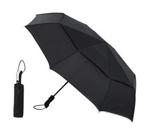 Foldable Wind Defying Umbrella - Fits 2 People, Double Canopy, Instant Drying, Ergonomic Umbrella Handle - Easy One Handed Open and Close - Black Matte Umbrella for Rainy Days