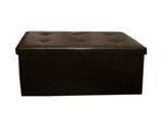 Folding Double Storage Box Ottoman Seat Footstool Blanket/Toy Box in Brown