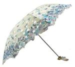 Folding Travel Sun Umbrella Lady's Parasol Sunblock UV Protection UPF 50+ Compact Size with Black Underside (Blue)