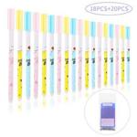 Friction Pens, BBLIKE 18 Pcs Cute Face Design Erasable Rollerball Pen with 20 Pcs Refills 0.5 mm Tip for Student Gift Stationery Office Supplies(Cute Blue Pens)