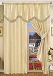 Fully Lined Readymade Jacquard Amazon Curtains With Pelmet &Tie Back (54″x 90″ (137cm x 228cm), Beige)