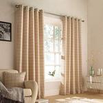 Furn Ellis Ringtop Eyelet Curtains (Pair) -Ready Made-Polyester-Natural-168cm x 137cm, Polyester, Natural, 168 x 137cm (66″ x 54″ inches)