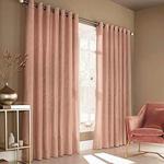 Furn Himalaya Ringtop Eyelet Curtains (Pair) -Ready Made-Polyester-Blush Pink-229cm x 229cm (90″ x 90″ inches), 229 x 229cm