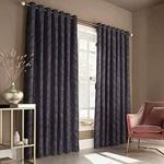 Furn Himalaya Ringtop Eyelet Curtains (Pair) -Ready Made-Polyester-Navy-168cm x 137cm, Polyester, Navy, 168 x 137cm (66″ x 54″ inches)