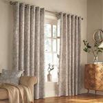 Furn Irwin Ringtop Eyelet Curtains (Pair) -Ready Made-Polycotton-Stone-117cm x 137cm, Cotton, Stone, 117 x 137cm (46″ x 54″ inches)