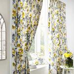 Furn Peony Ringtop Eyelet Curtains (Pair) -Ready Made-Polycotton-Ochre-168cm x 137cm, Cotton, Ochre, 168 x 137cm (66″ x 54″ inches)