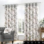 Fusion - Adriana - 100% Cotton Pair of Eyelet Curtains - 46″ Width x 72″ Drop (117 x 183cm) in Natural