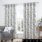 Fusion - Adriana - 100% Cotton Pair of Eyelet Curtains - 90″ Width x 90″ Drop (229 x 229cm) in Duck Egg